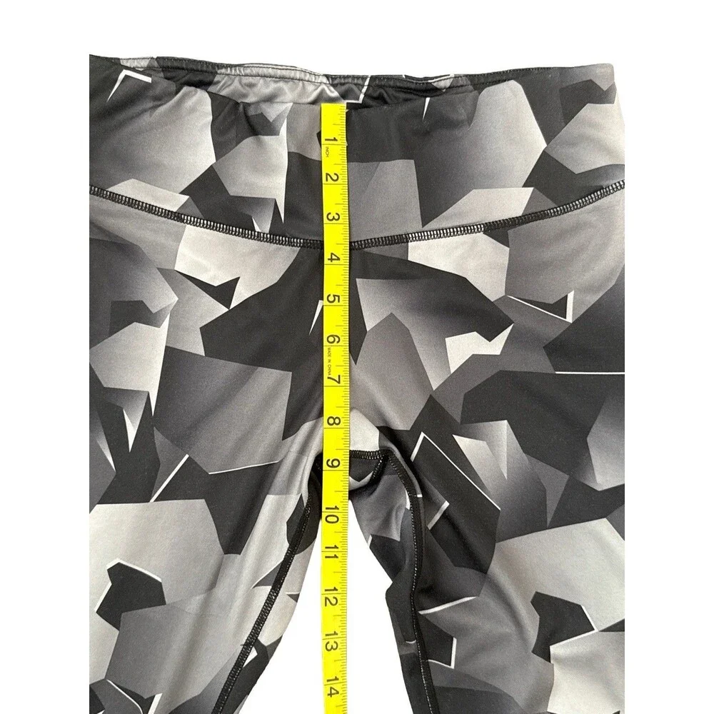 Reebok Geo Camo Leggings M Black Gray Techwear Athleisure Street Style Workout